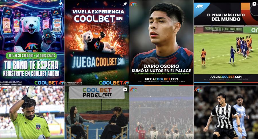 Posts reais do Instagram da Coolbet no Chile