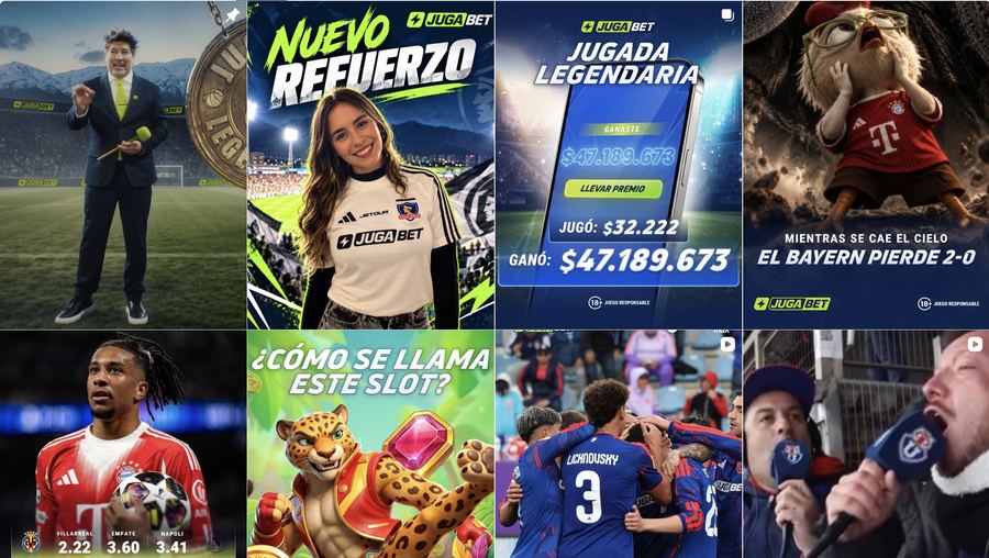 Posts reais do Instagram da Jugabet no Chile